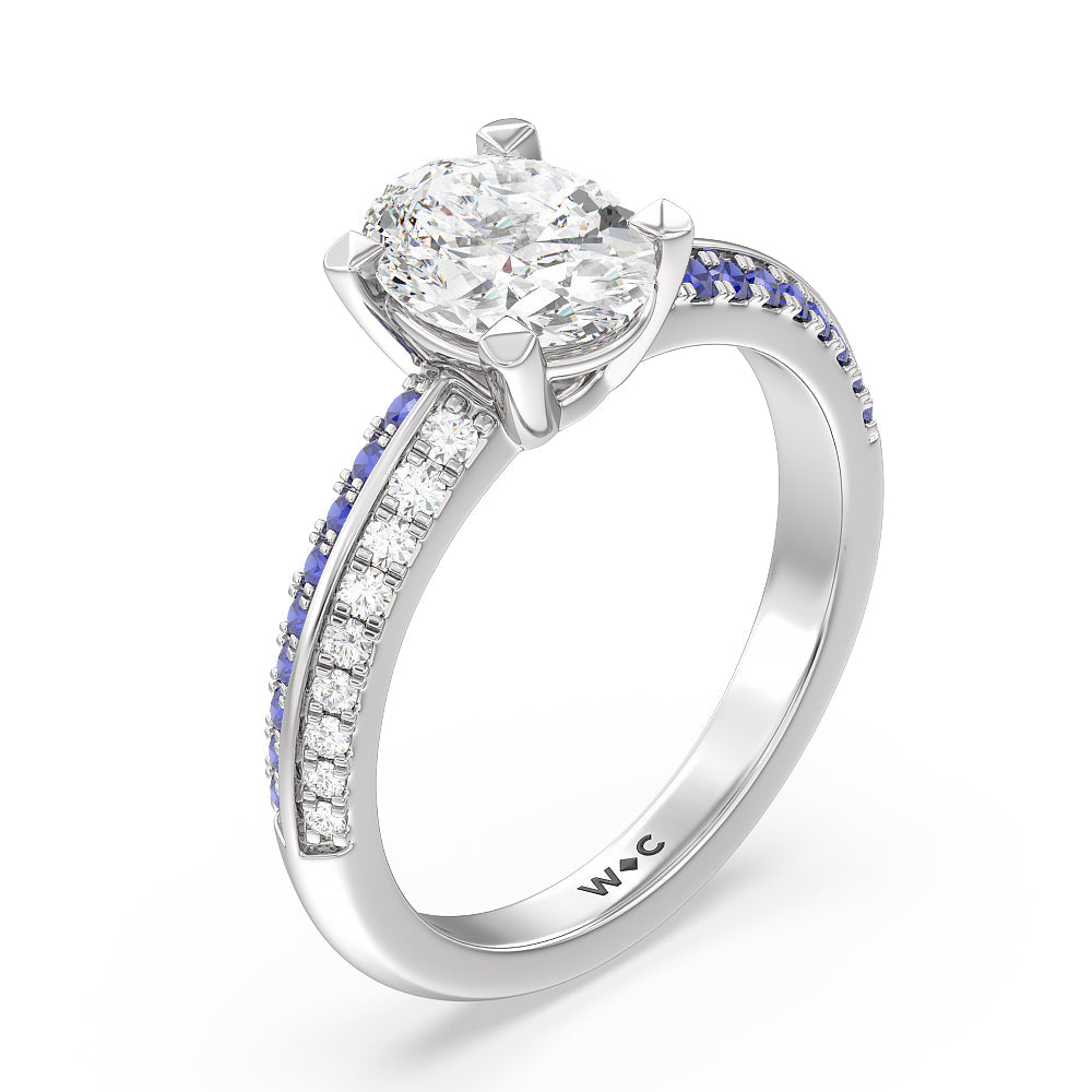 Oval Cut Muscari Bloom Knife Edge Engagement Ring with Lab Grown Diamond in 14KT Platinum view 3