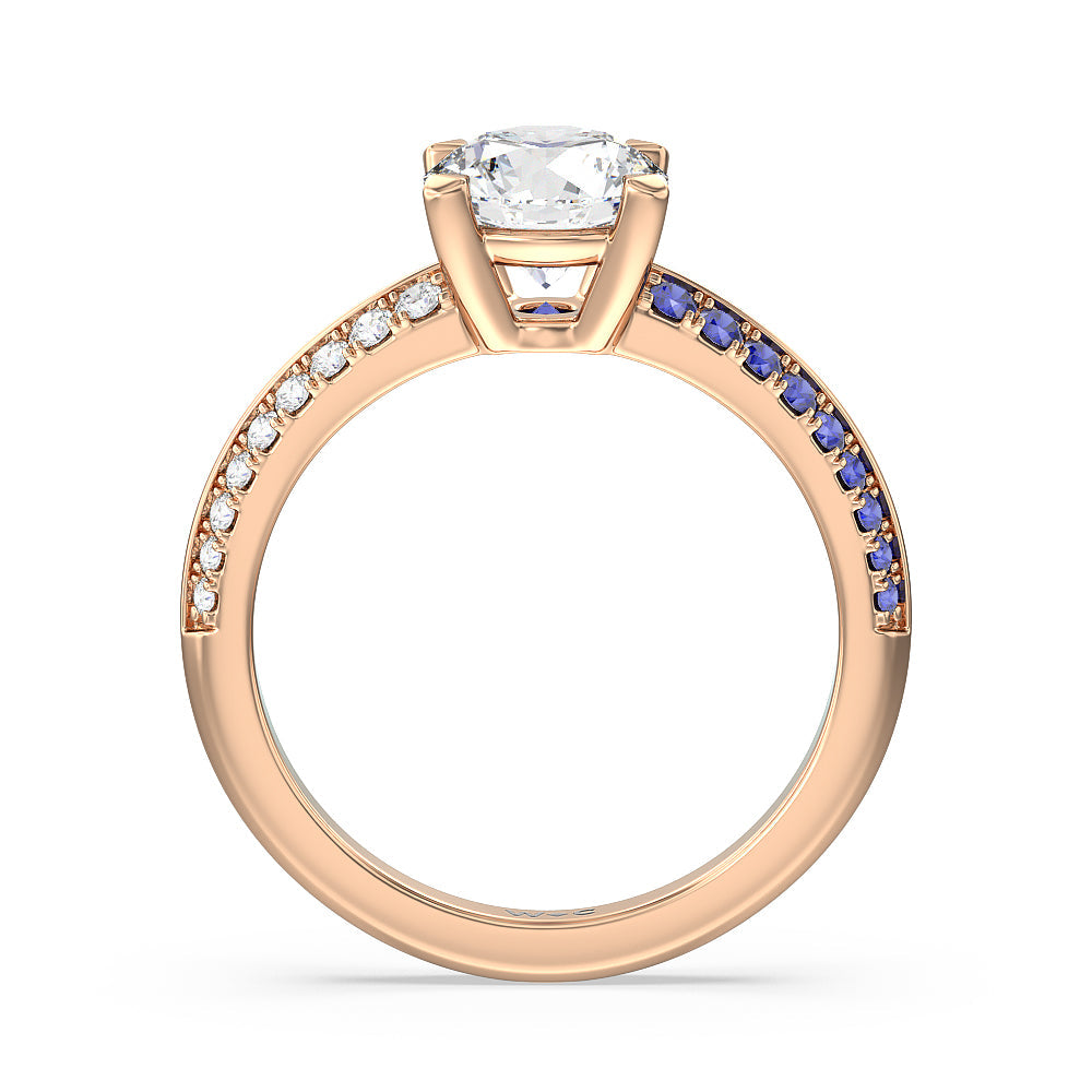 Round Cut Muscari Bloom Knife Edge Engagement Ring with Lab Grown Diamond in 14KT Rose Gold view 2