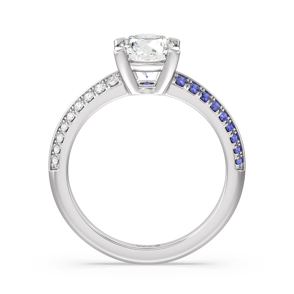 Round Cut Muscari Bloom Knife Edge Engagement Ring with Lab Grown Diamond in 14KT Platinum view 2
