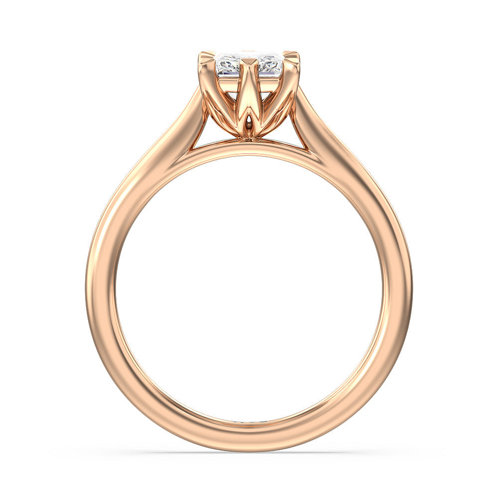 Six Prong Tulip Solitaire Engagement Ring with Radiant Cut Diamond in 14KT Rose Gold view 2