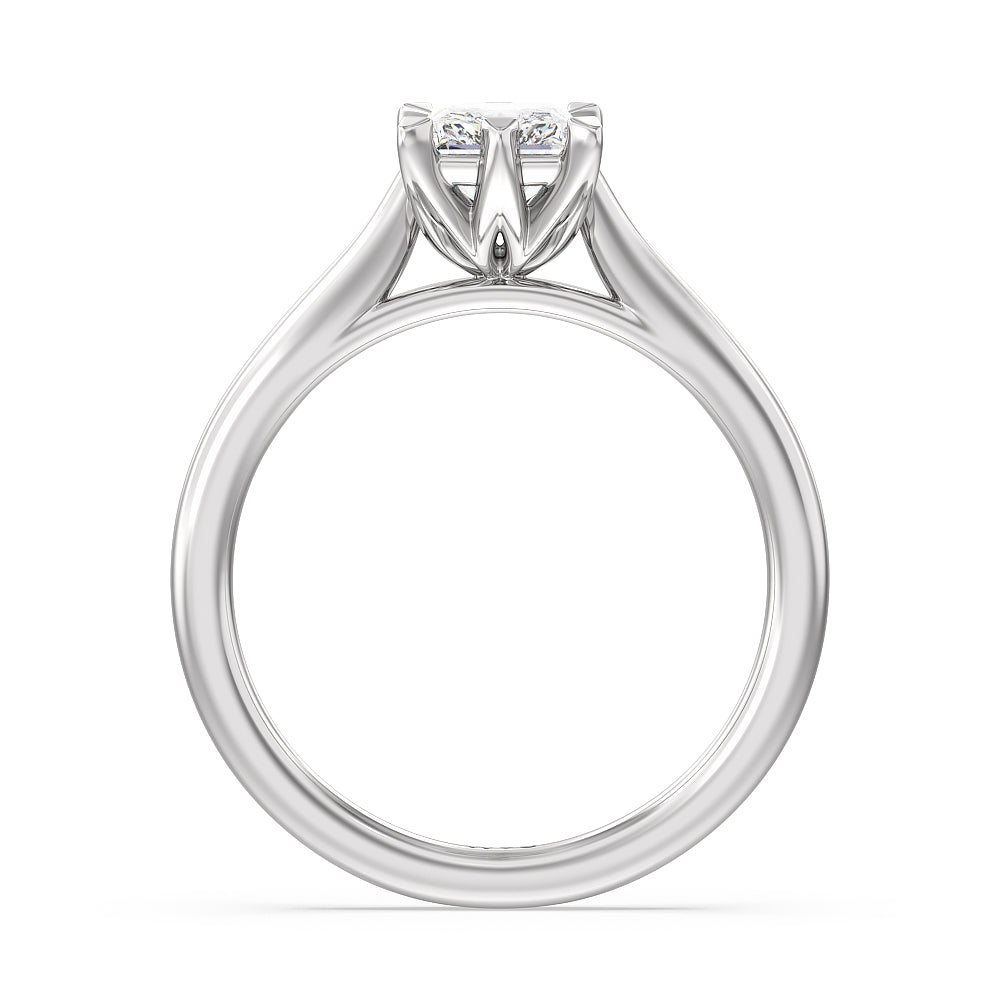 Six Prong Tulip Solitaire Engagement Ring with Radiant Cut Diamond in 14KT Platinum view 2