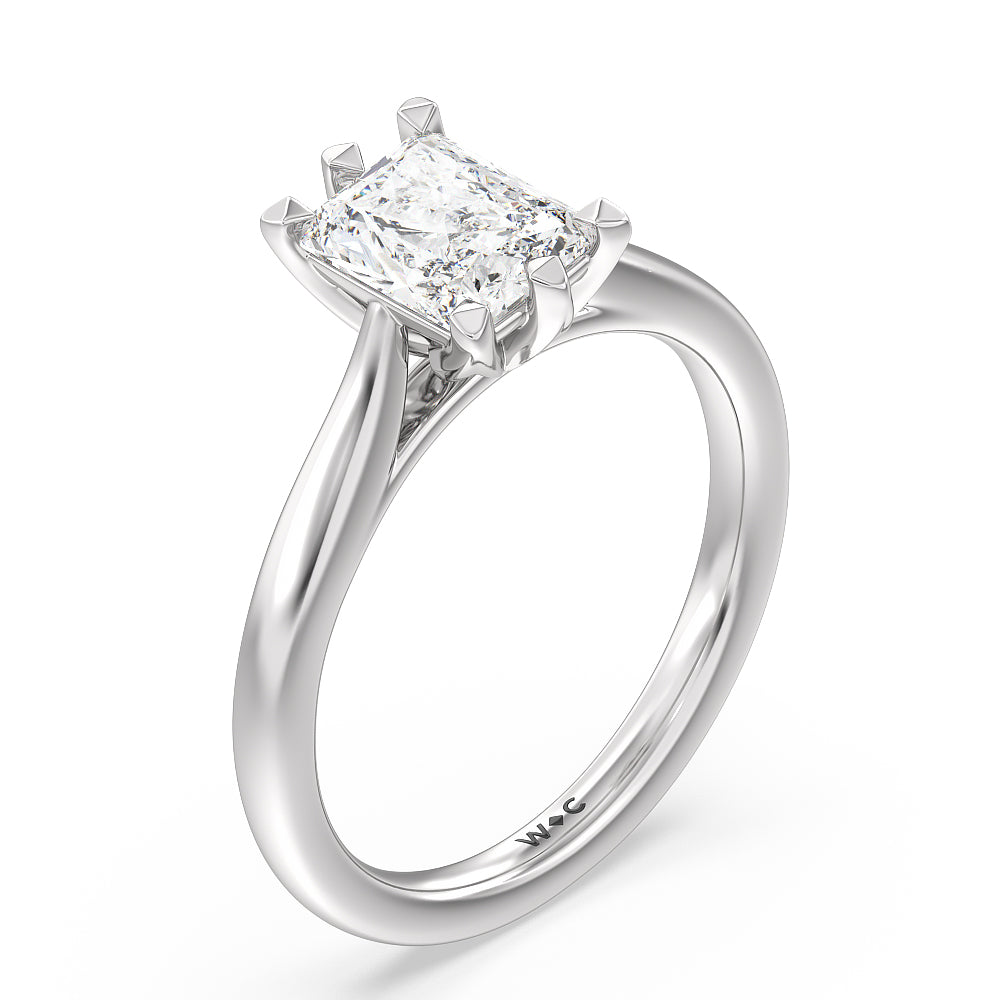 Six Prong Tulip Solitaire Engagement Ring with Radiant Cut Diamond in 14KT Platinum view 3