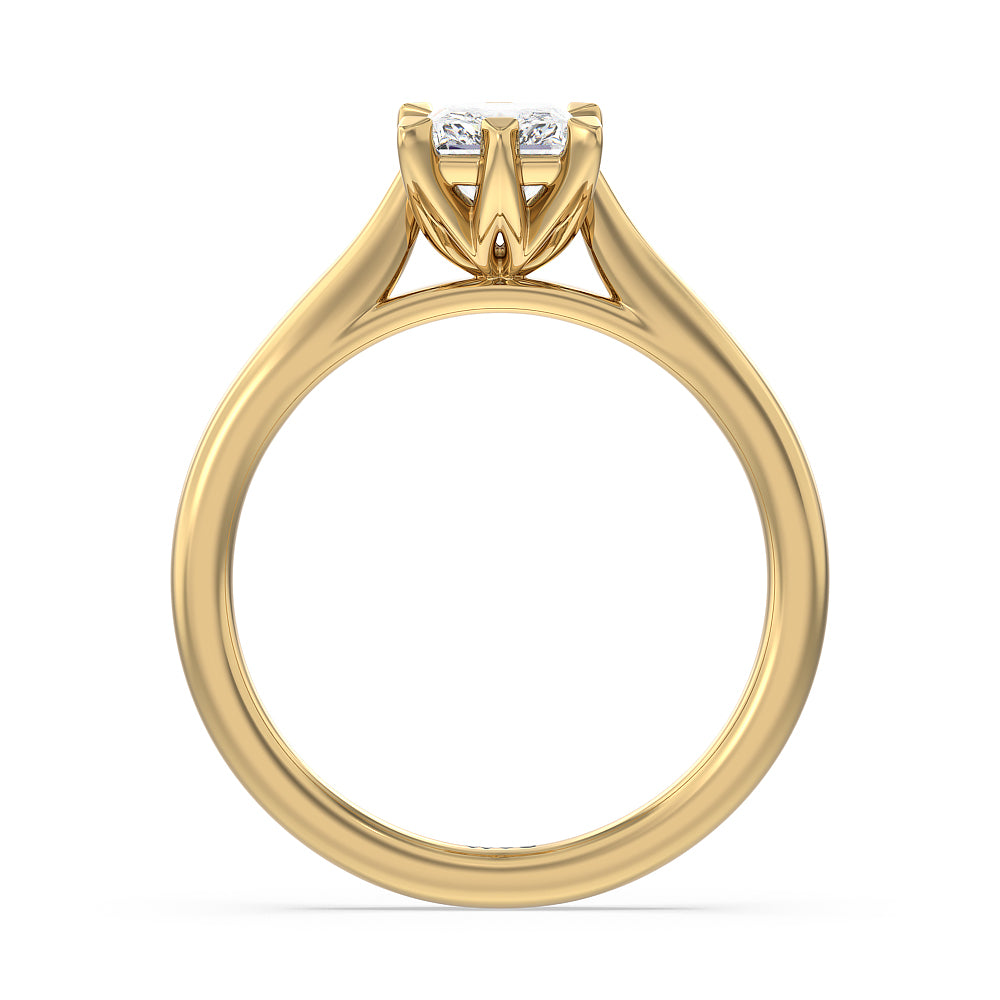 Six Prong Tulip Solitaire Engagement Ring with Radiant Cut Diamond in 14KT Yellow Gold view 2