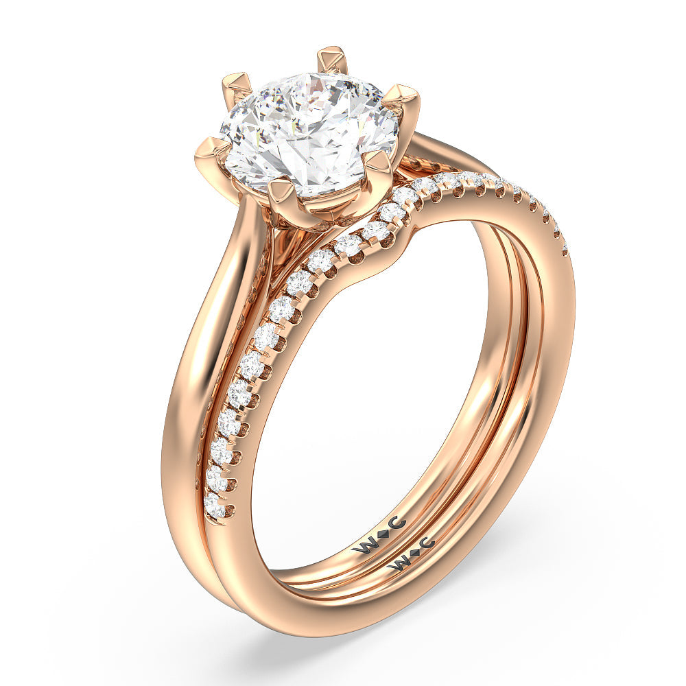 Six Prong Tulip Solitaire Engagement Ring with Oval Cut Diamond in 14KT Rose Gold view 6