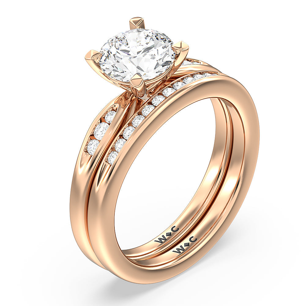 Cushion Cut Petite Channel Set Engagement Ring with Lab Grown Diamond in 14KT Rose Gold view 4