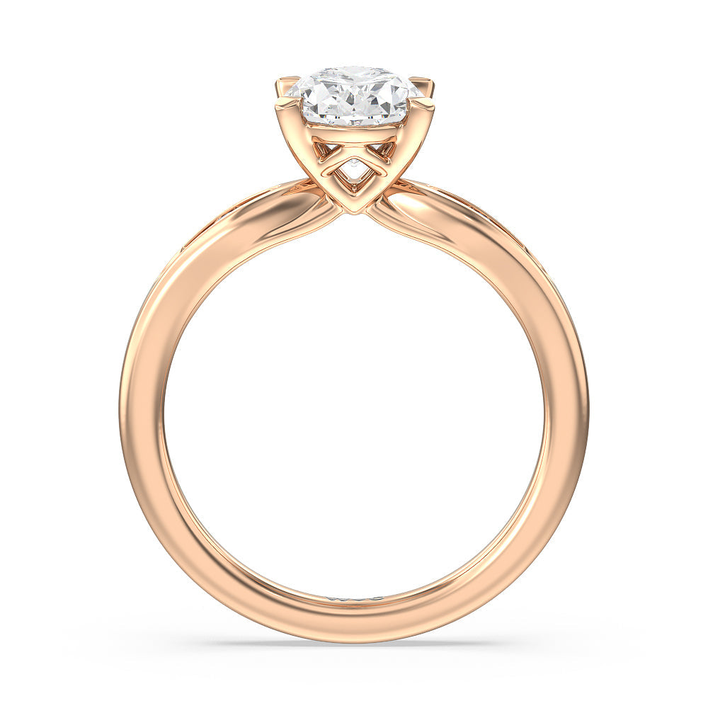 Oval Cut Petite Channel Set Engagement Ring with Lab Grown Diamond in 14KT Rose Gold view 2