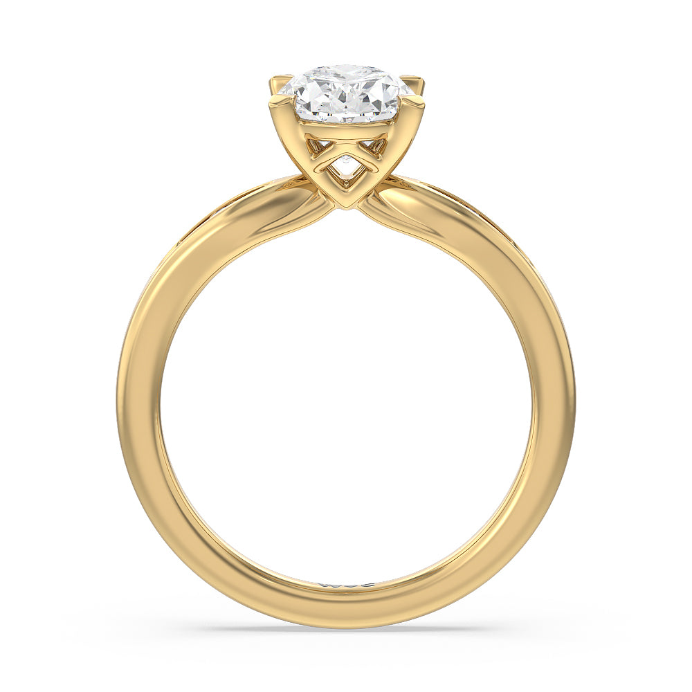 Oval Cut Petite Channel Set Engagement Ring with Lab Grown Diamond in 14KT Yellow Gold view 2