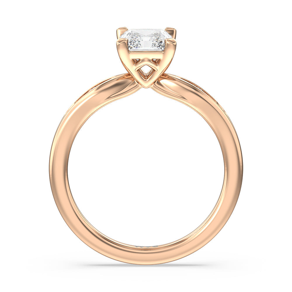 Radiant Cut Petite Channel Set Engagement Ring with Lab Grown Diamond in 14KT Rose Gold view 2