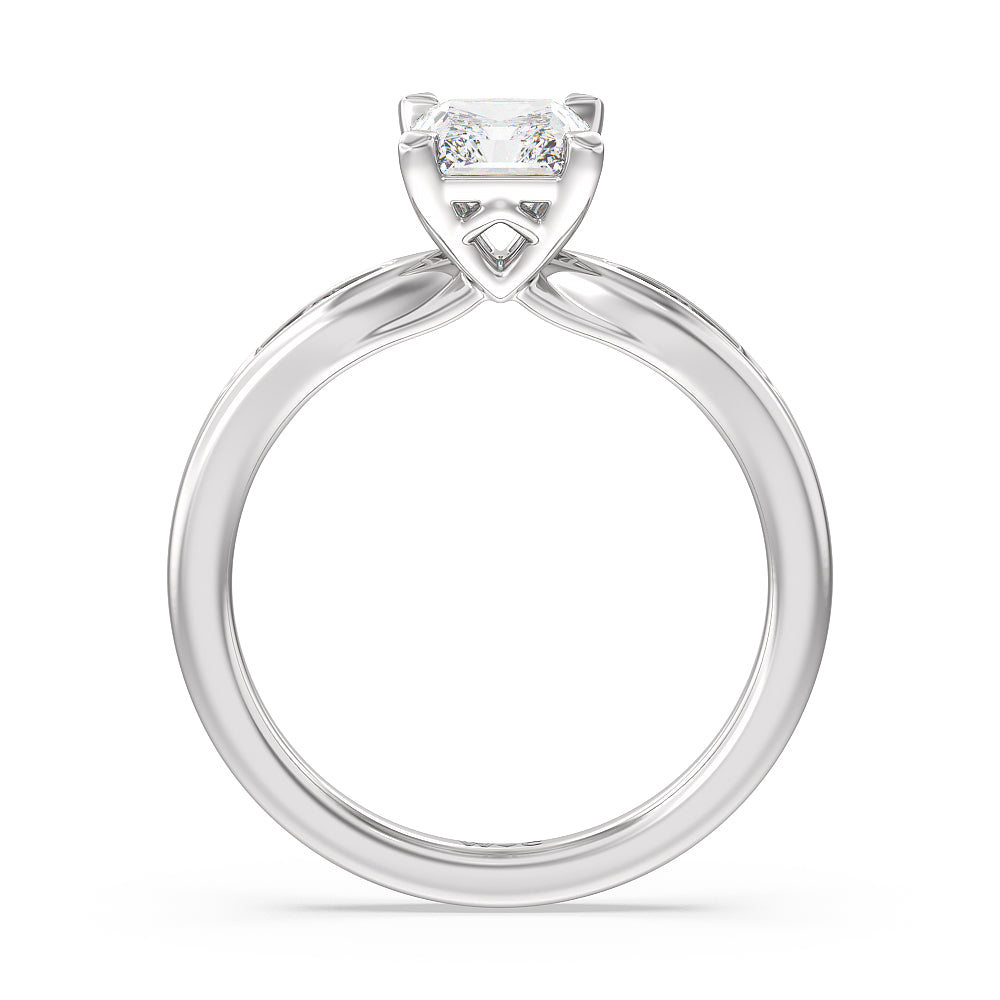 Radiant Cut Petite Channel Set Engagement Ring with Lab Grown Diamond in 14KT Platinum view 2