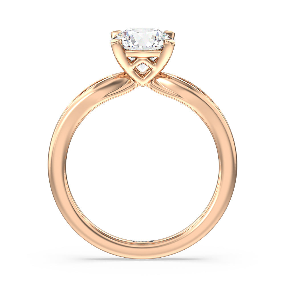 Round Cut Petite Channel Set Engagement Ring with Lab Grown Diamond in 14KT Rose Gold view 2