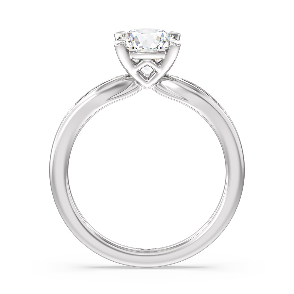 Round Cut Petite Channel Set Engagement Ring with Lab Grown Diamond in 14KT Platinum view 2