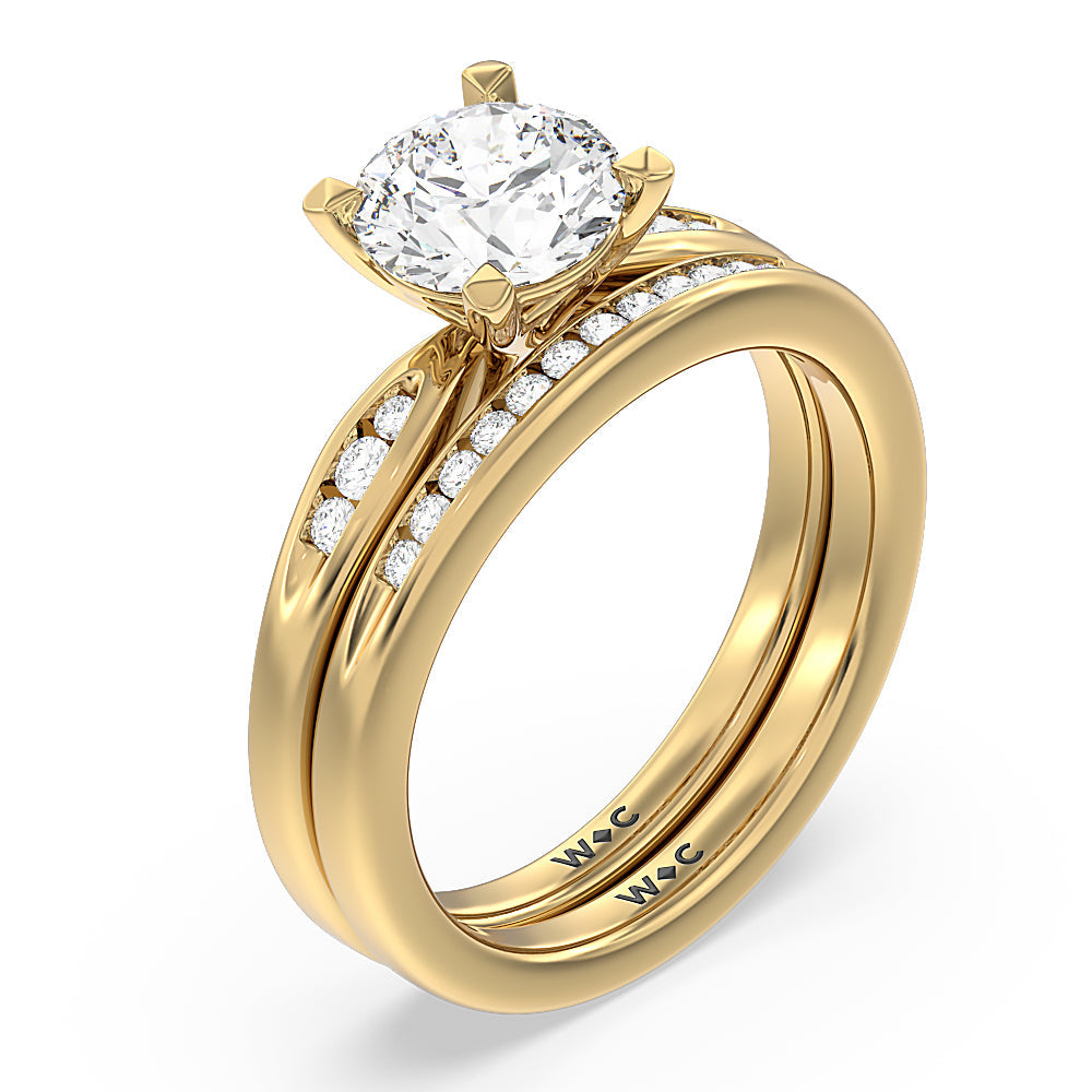 Round Cut Petite Channel Set Engagement Ring with Lab Grown Diamond in 14KT Yellow Gold view 4