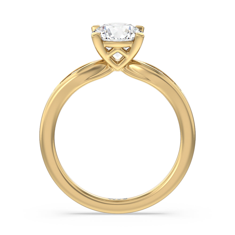Round Cut Petite Channel Set Engagement Ring with Lab Grown Diamond in 14KT Yellow Gold view 2