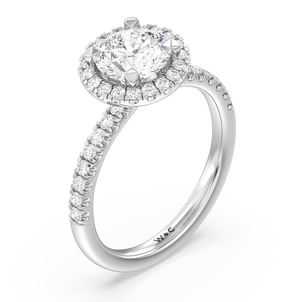 Round Cut Seamless Diamond Shank Halo Engagement Ring with Lab Grown Diamond in 14KT Platinum view 3