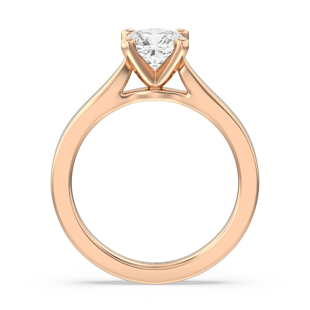 Maxi Sleek Cathedral Solitaire Engagement Ring with Cushion Cut Diamond in 14KT Rose Gold view 2