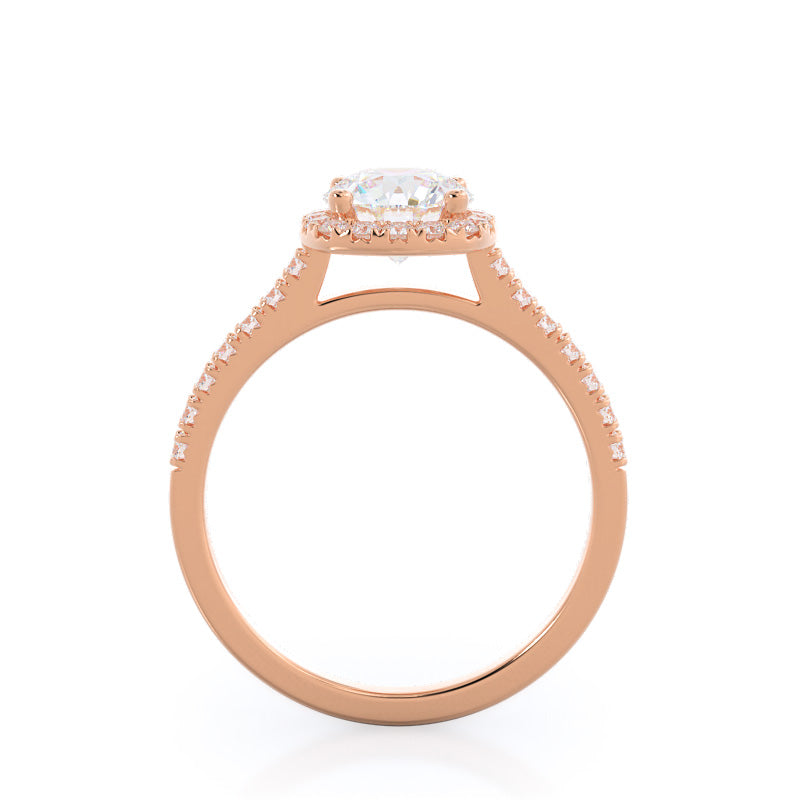 Round Cut Squarish Halo Diamond Engagement Ring with Lab Grown Diamond in 14KT Rose Gold view 2
