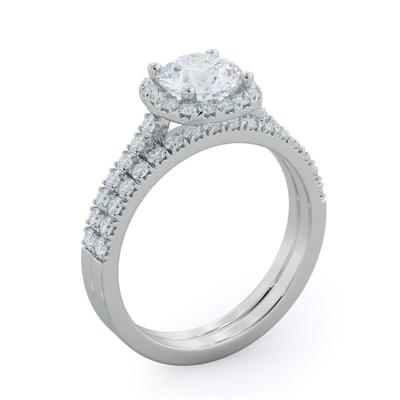 Round Cut Squarish Halo Diamond Engagement Ring with Lab Grown Diamond in 14KT Platinum view 4