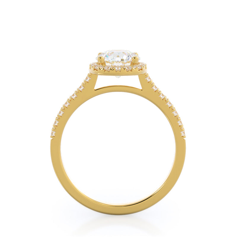 Round Cut Squarish Halo Diamond Engagement Ring with Lab Grown Diamond in 14KT Yellow Gold view 2