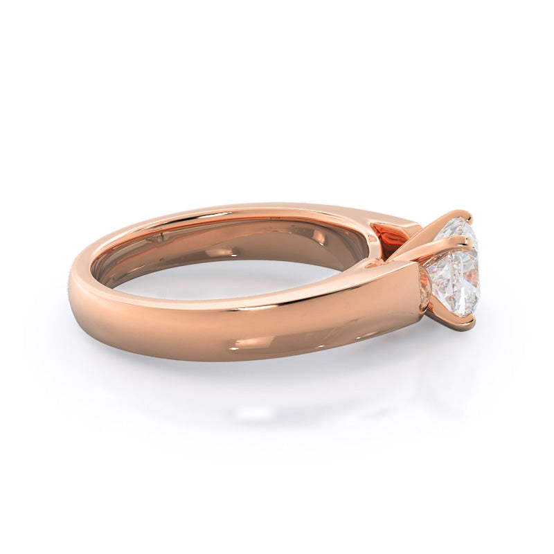 Open Cathedral Diamond Engagement Ring with Cushion Cut Diamond in 14KT Rose Gold view 3