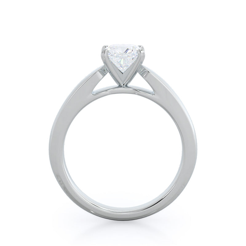 Open Cathedral Diamond Engagement Ring with Cushion Cut Diamond in 14KT Platinum view 2