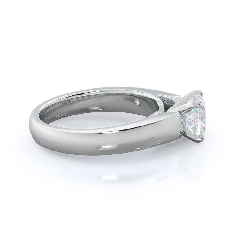 Open Cathedral Diamond Engagement Ring with Cushion Cut Diamond in 14KT Platinum view 3