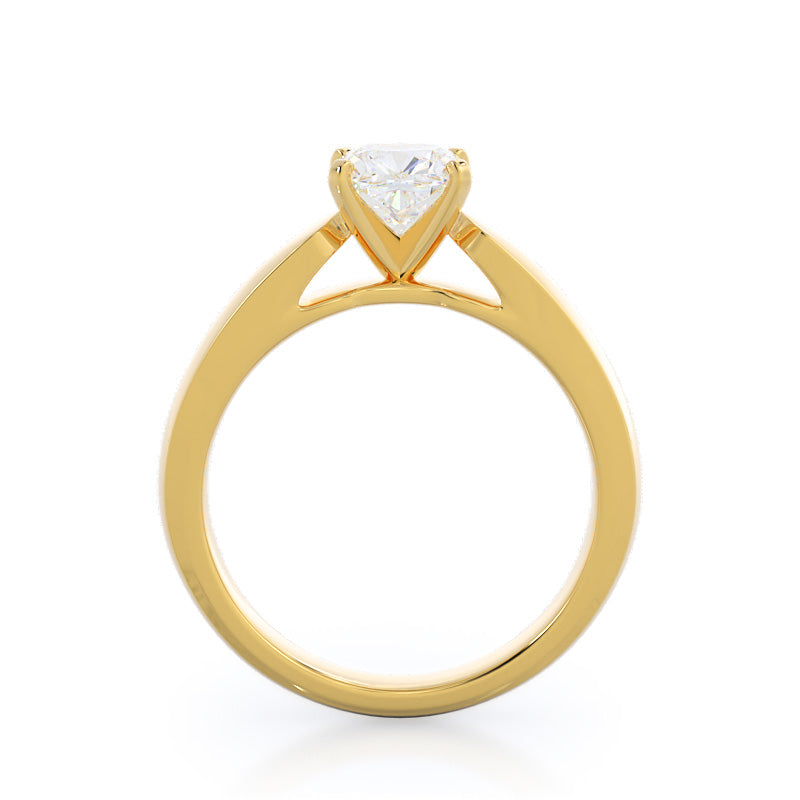 Open Cathedral Diamond Engagement Ring with Cushion Cut Diamond in 14KT Yellow Gold view 2