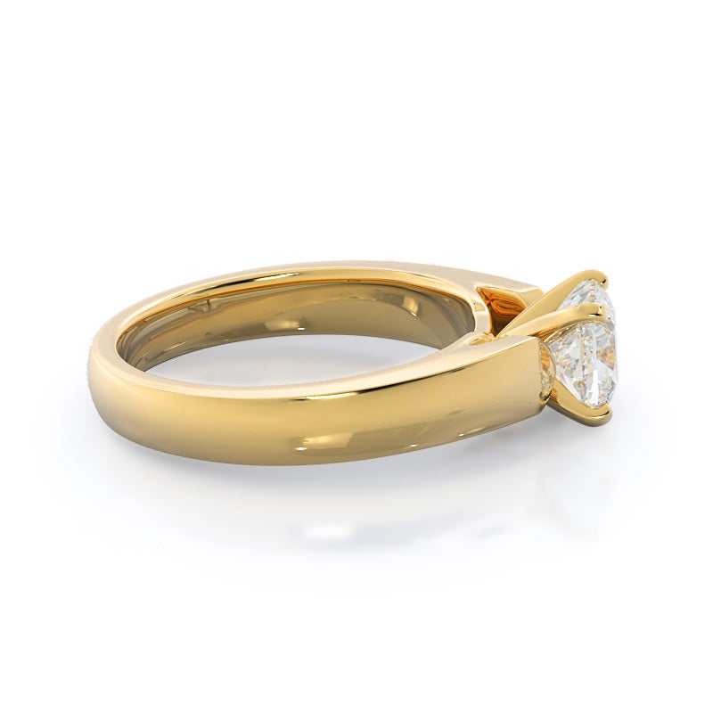 Open Cathedral Diamond Engagement Ring with Cushion Cut Diamond in 14KT Yellow Gold view 3