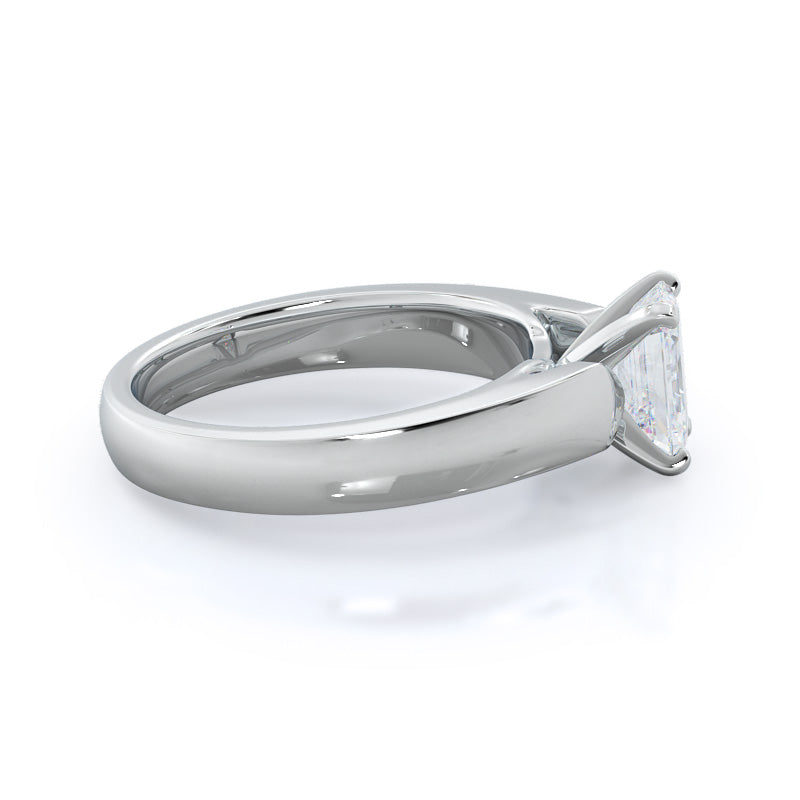 Open Cathedral Diamond Engagement Ring with Emerald Cut Diamond in 14KT Platinum view 3