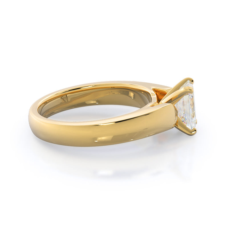 Open Cathedral Diamond Engagement Ring with Emerald Cut Diamond in 14KT Yellow Gold view 3