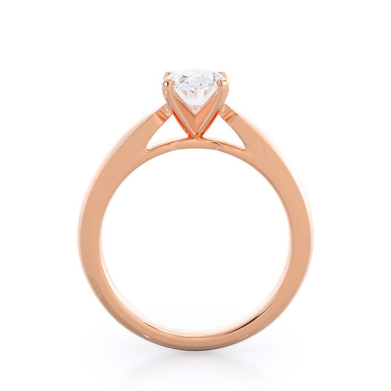 Open Cathedral Diamond Engagement Ring with Oval Cut Diamond in 14KT Rose Gold view 2