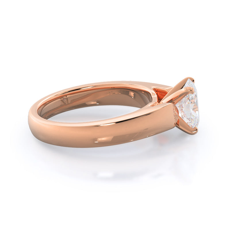Open Cathedral Diamond Engagement Ring with Oval Cut Diamond in 14KT Rose Gold view 3