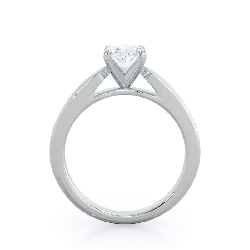 Open Cathedral Diamond Engagement Ring with Oval Cut Diamond in 14KT Platinum view 2