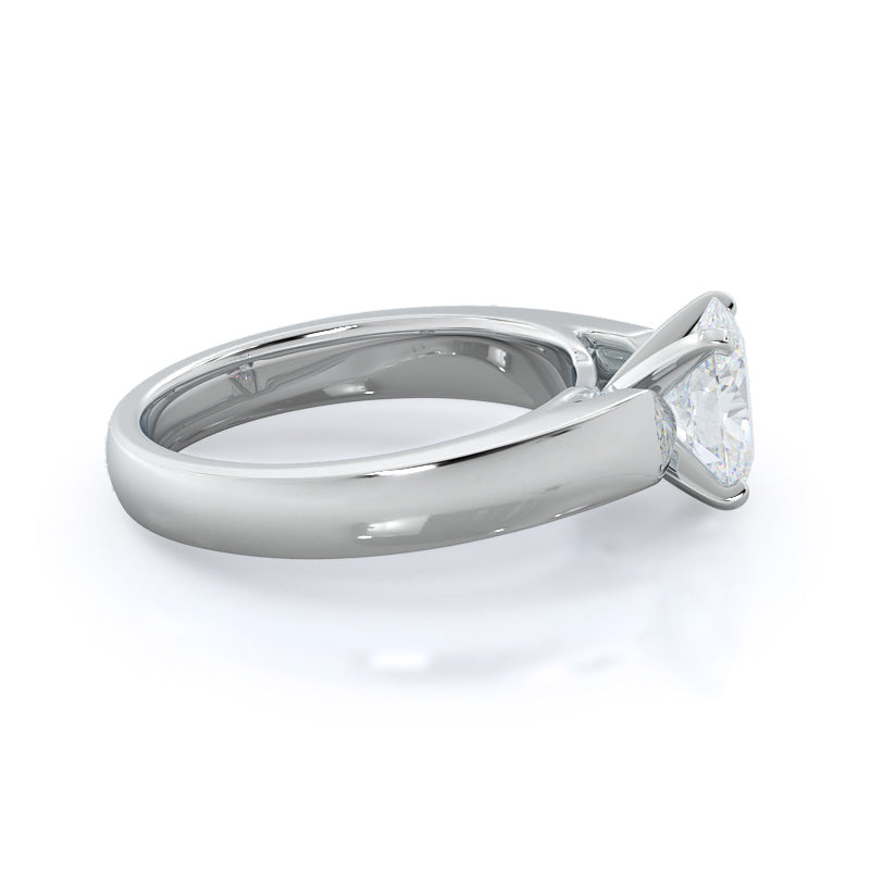 Open Cathedral Diamond Engagement Ring with Oval Cut Diamond in 14KT Platinum view 3