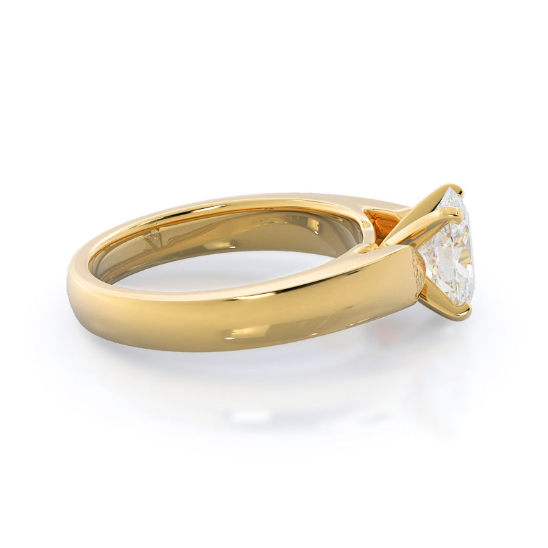 Open Cathedral Diamond Engagement Ring with Oval Cut Diamond in 14KT Yellow Gold view 3