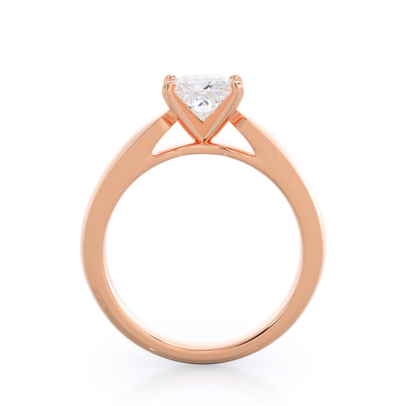 Open Cathedral Diamond Engagement Ring with Princess Cut Diamond in 14KT Rose Gold view 2
