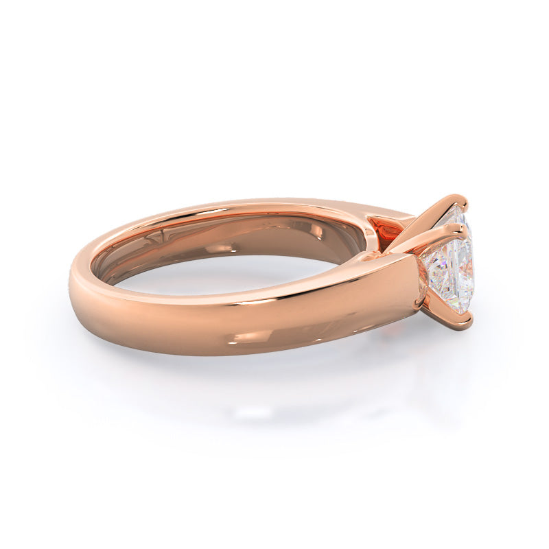 Open Cathedral Diamond Engagement Ring with Princess Cut Diamond in 14KT Rose Gold view 3