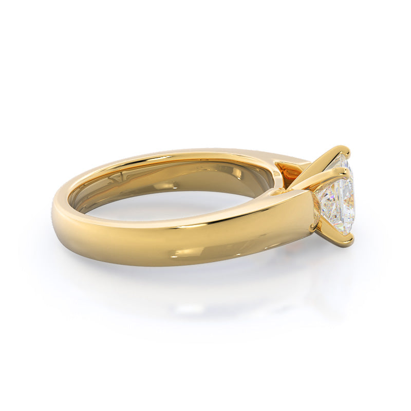 Open Cathedral Diamond Engagement Ring with Princess Cut Diamond in 14KT Yellow Gold view 3