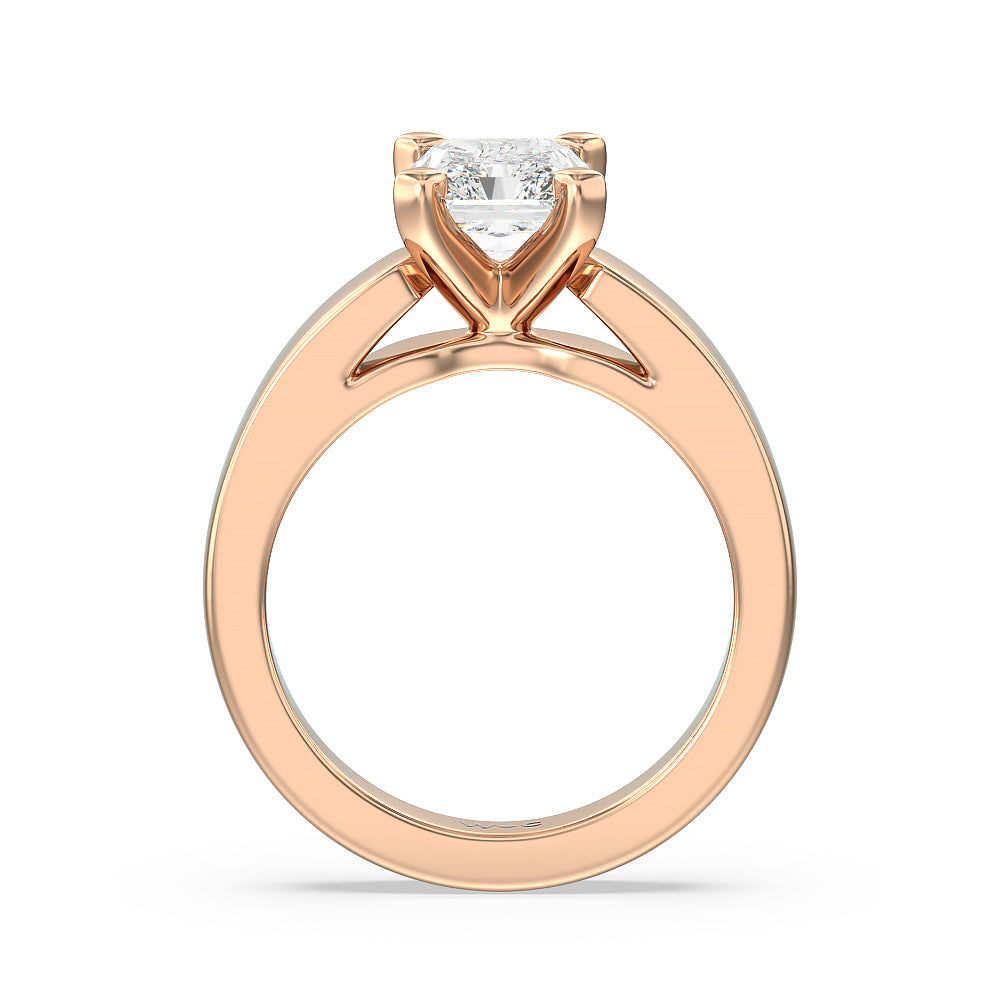 Open Cathedral Diamond Engagement Ring with Radiant Cut Diamond in 14KT Rose Gold view 2