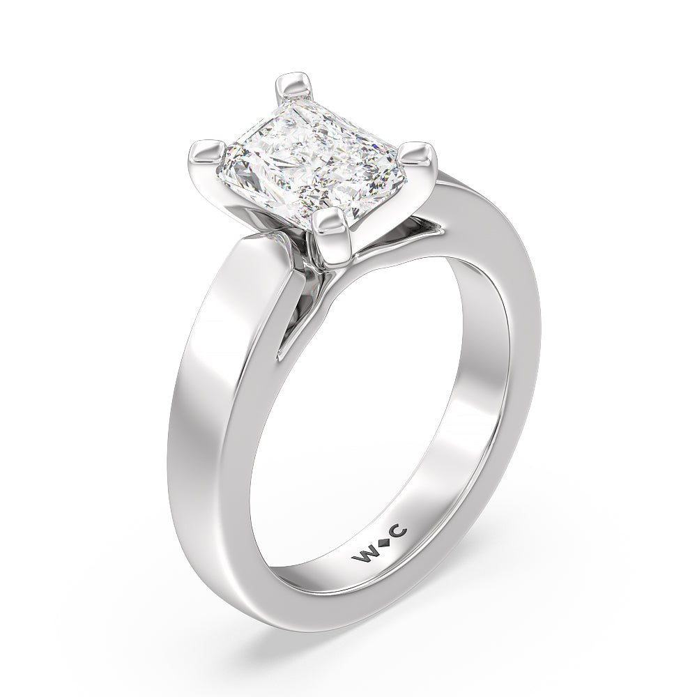 Open Cathedral Diamond Engagement Ring with Radiant Cut Diamond in 14KT Platinum view 3