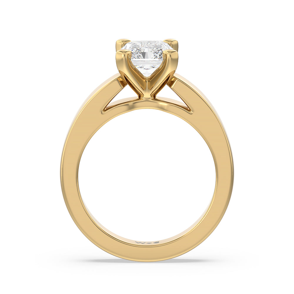 Open Cathedral Diamond Engagement Ring with Radiant Cut Diamond in 14KT Yellow Gold view 2