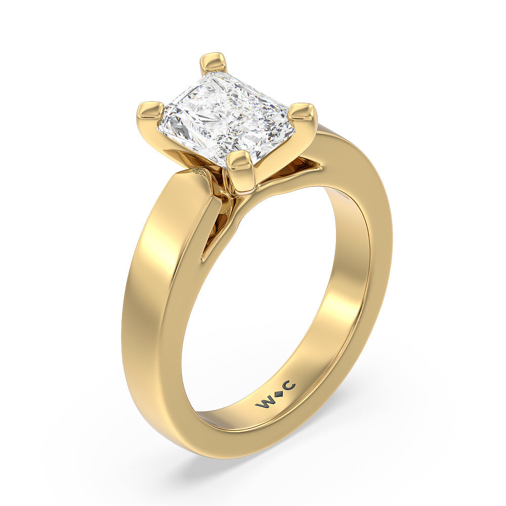 Open Cathedral Diamond Engagement Ring with Radiant Cut Diamond in 14KT Yellow Gold view 3