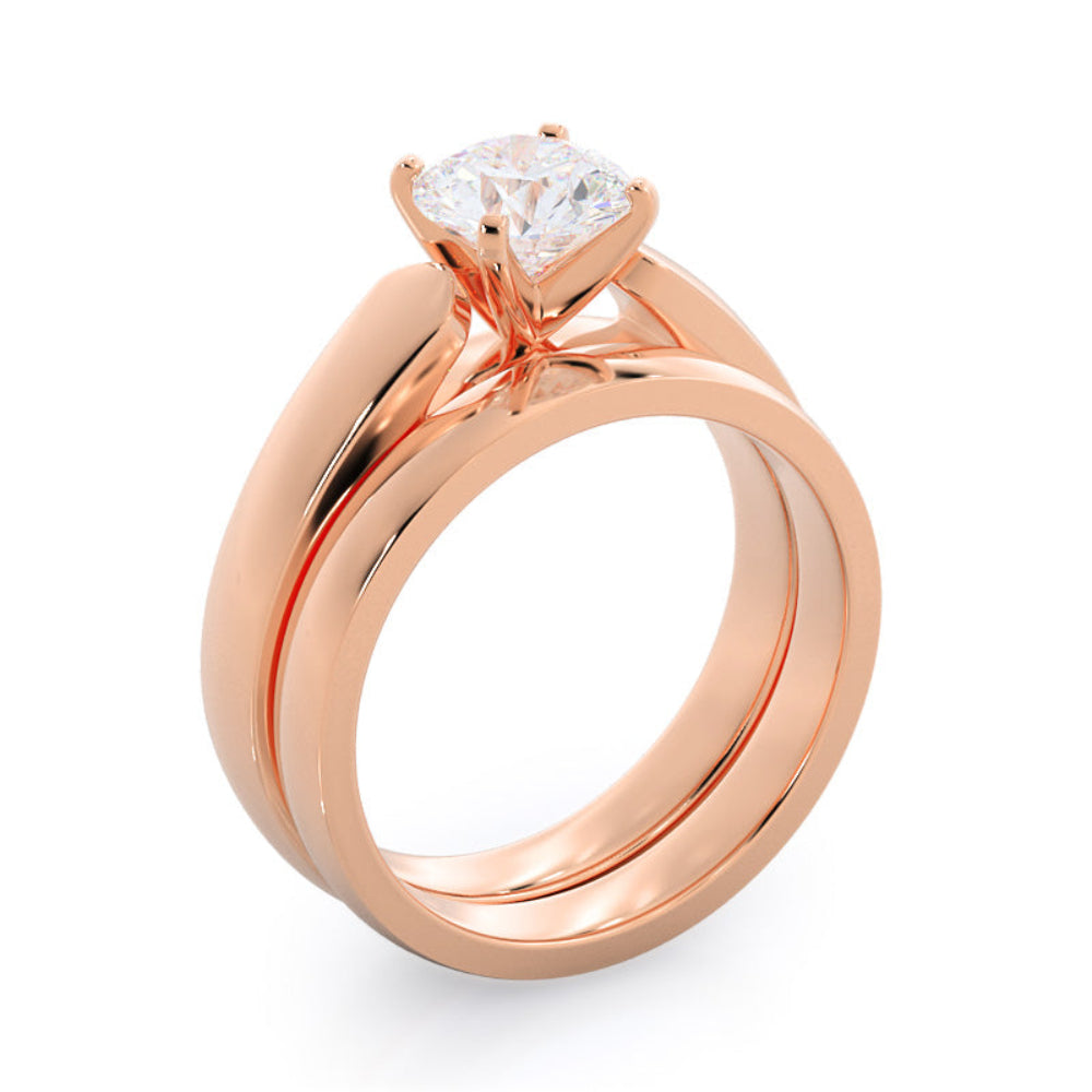 Open Cathedral Diamond Engagement Ring with Oval Cut Diamond in 14KT Rose Gold view 7
