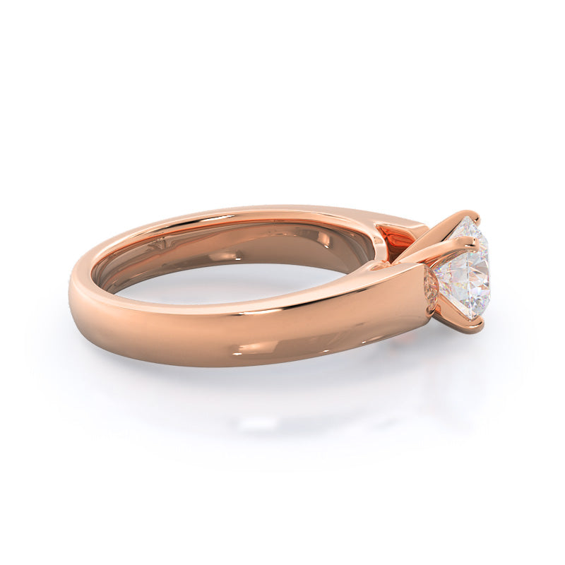 Open Cathedral Diamond Engagement Ring with Round Cut Diamond in 14KT Rose Gold view 2