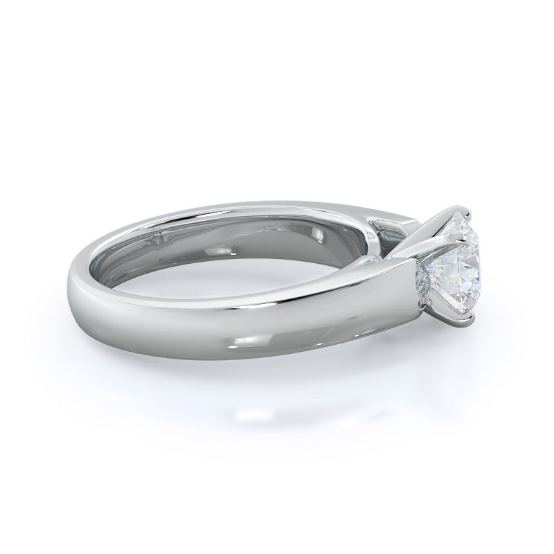 Open Cathedral Diamond Engagement Ring with Round Cut Diamond in 14KT Platinum view 2
