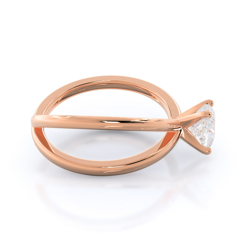Crisscross Diamond Engagement Ring with Cushion Cut Diamond in 14KT Rose Gold view 3