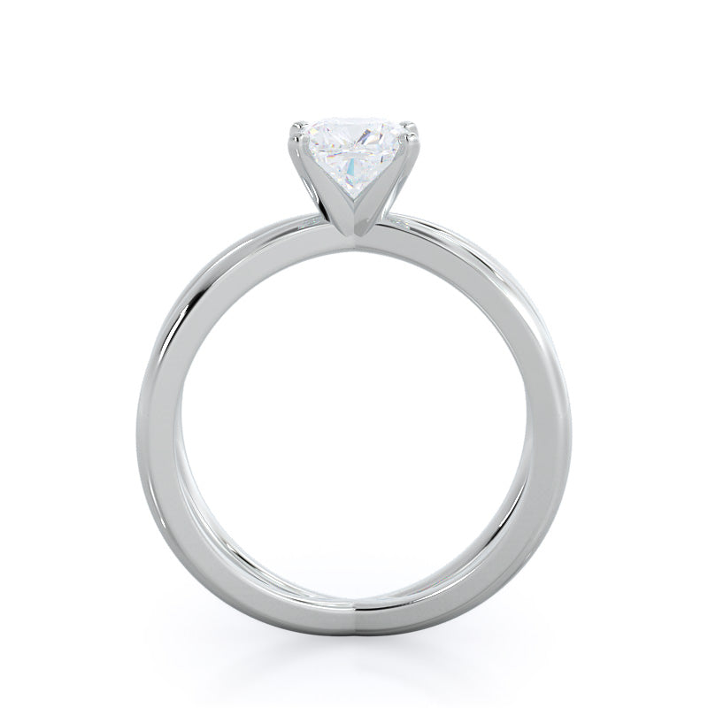 Crisscross Diamond Engagement Ring with Cushion Cut Diamond in 14KT Platinum view 2