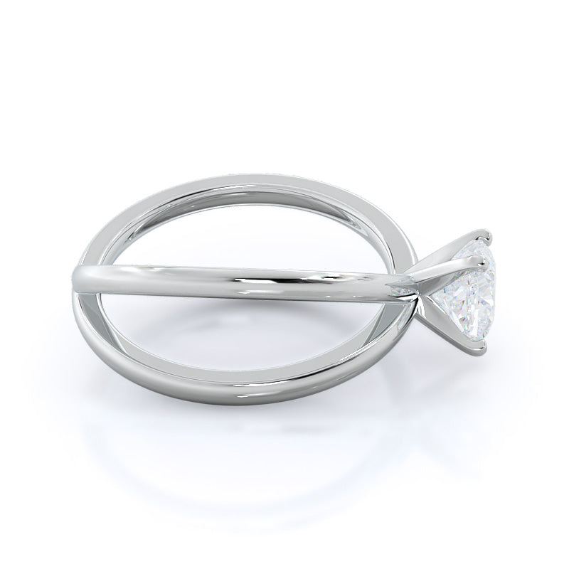 Crisscross Diamond Engagement Ring with Cushion Cut Diamond in 14KT Platinum view 3