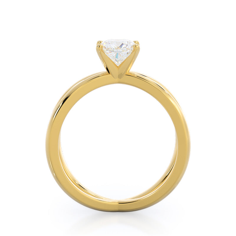 Crisscross Diamond Engagement Ring with Cushion Cut Diamond in 14KT Yellow Gold view 2