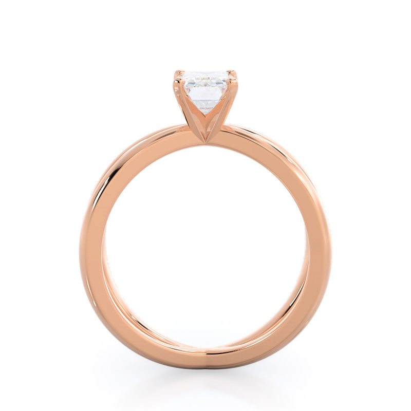 Crisscross Diamond Engagement Ring with Emerald Cut Diamond in 14KT Rose Gold view 2