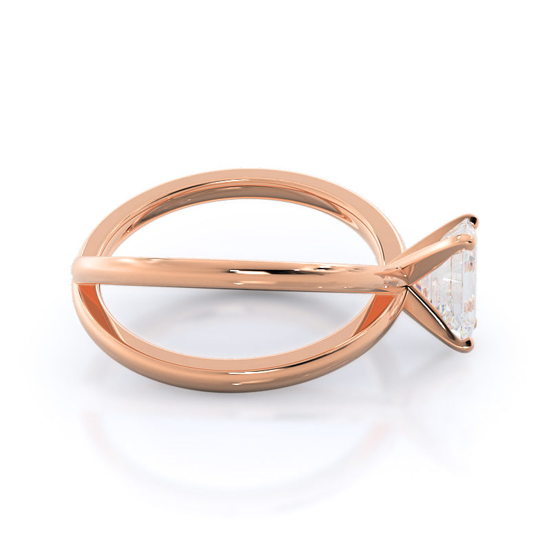 Crisscross Diamond Engagement Ring with Emerald Cut Diamond in 14KT Rose Gold view 3
